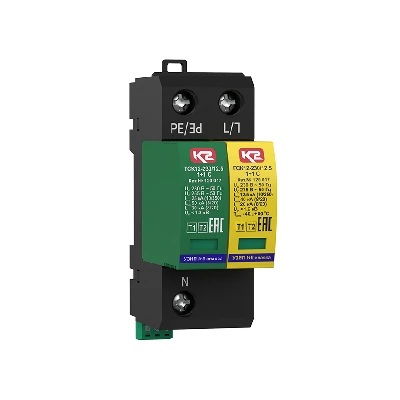 УЗИП ГРОЗОСТОП ГСК12-230/12,5 1+1 С, класс I+II , Iimp - 12,5 кА (10/350), Imax (8/20) - 40 кА Ключевой Компонент (Хакель) 120017 120 017