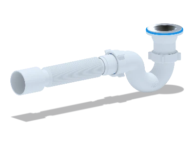 Сифон для душевого поддона АНИ 1 1/2' х 40 с выпуском и переливом с гибкой трубой 40х50 АНИ пласт E115