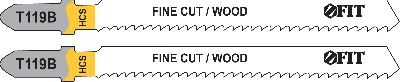 Полотна по дереву, HCS, фрезерованные, волнистые зубья, 91/67/2 мм (Т119В), 2 шт FIT 40936