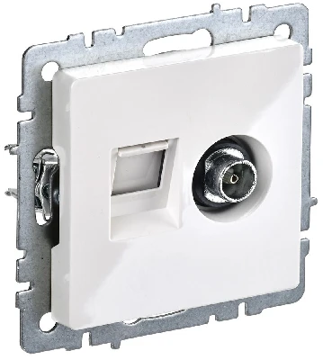 BRITE Розетка двойная TV+RJ45 кат.5E РТВ/РК12-БрКр белый IEK BR-AK20-1-K01