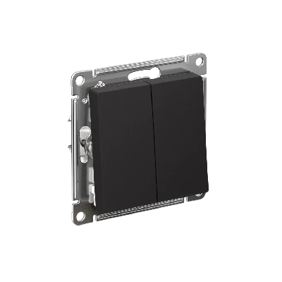 ATLASDESIGN 2-клавишный ВЫКЛЮЧАТЕЛЬ с самовозвратом, сх.2, 10А, механизм, КАРБОН