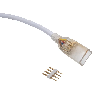 Соединитель (провод) для светодиодных лент 220В 5050,  UCX-SK4/B67-RGB CLEAR 005 POLYBAG 4 контакта, цвет прозрачный, 5 штук в пакете