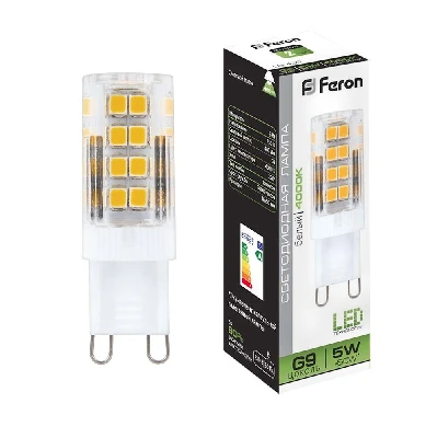 Лампа светодиодная LED 5вт 230в G9 белый капсульная FERON LB-432 25770