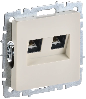 BRITE Розетка двойная RJ11+RJ45 кат.5E РК/Т12-БрКр бежевый IEK BR-KT20-O-1-K10
