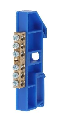 Шина N  ноль  на DIN-изол ШНИ-6х9-6-Д-синий