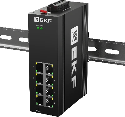 Коммутатор промышленный управляемый уровня L2 ML2-8GTP, 8 портов 10/100/1000Base-T(X) RJ45 c PoE, монтаж на динрейку TSX EKF