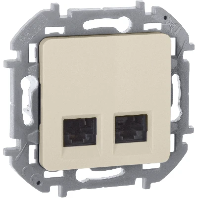 Розетка компьютерная двойная RJ45 категория 6 UTP слоновая кость INSPIRIA