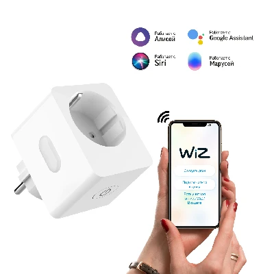 Сетевой переходник розетка умная AC 220-230В IP20 59х49мм управление по Wi-Fi Smart Home Gauss