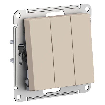 ATLASDESIGN выключатель трехклавишный, сх.1+1+1, 10АХ, механизм, ПЕСОЧНЫЙ Systeme Electric ATN001231