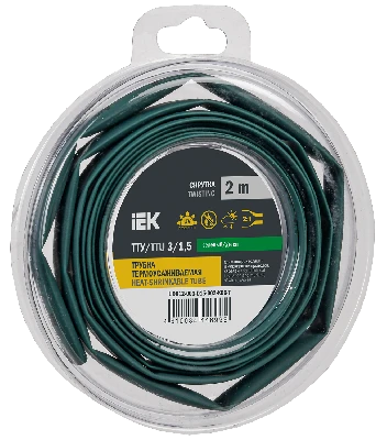 Трубка термоусадочная ТТУ нг-LS 3/1,5 зеленая (2м/упак) IEK UDR12-003-D15-002-K06-T