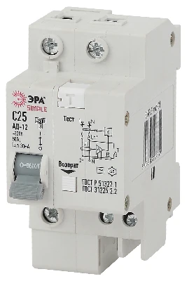 АД-12 (AC) C16 30mA 6кА 1P+N - SIMPLE-mod-29 Автоматический выключатель дифференциального тока S