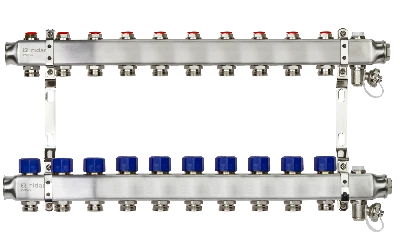 Коллекторная группа SSM-10R set 10 контуров 1' x 3/4' с термостатическими клапанами и кронштейнами Ридан 088U0980R