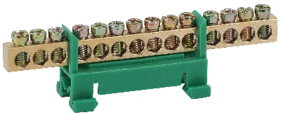 Шина PE Земля в изоляторе типа стойка ШНИ 6х9-14-Д-Зеленый