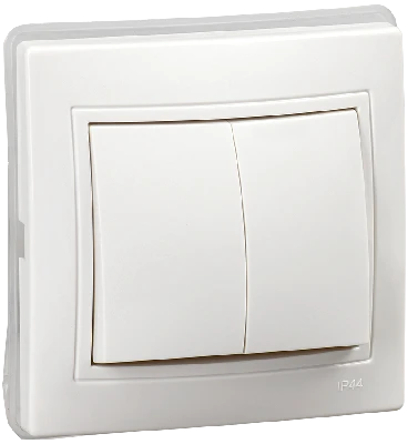 KVARTA Выключатель 2-клавишный ВС10-2-0-КБ-44 10А IP44 белый IEK KV-V20-10-44-K01