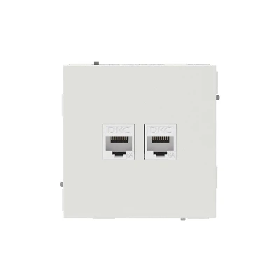 Компьютерная розетка RJ-45 без шторки, кат.6А двойная, KANT, белый песок
