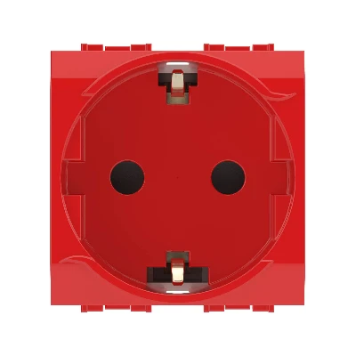 BRAVA Розетка 2 модуля с заземлением со шторками  красная (10 шт) DKC 76482R