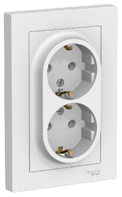 ATLASDESIGN РОЗЕТКА двойная с заземлением, 16А, в сборе, ЛОТОС Systeme Electric ATN001324