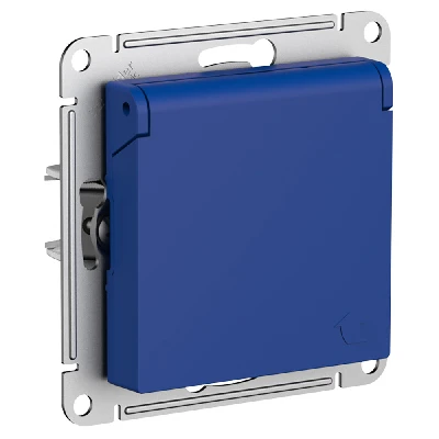 ATLASDESIGN РОЗЕТКА с заземл. со шторк. с крышкой, 16А, IP20, механизм, АКВАМАРИН Systeme Electric ATN001146