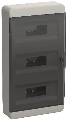 TEKFOR Корпус пластиковый навесной ЩРН-П-36 IP41 черная прозрачная дверь IEK TF5-KP12-N-36-41-K01-K03