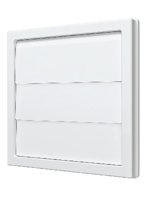 Решетка приточно-вытяжная с гравитационными жалюзи из ASA пластика, 150х150 с фланцем D100, цвет Белый. ERA 1515К10Ф 00184