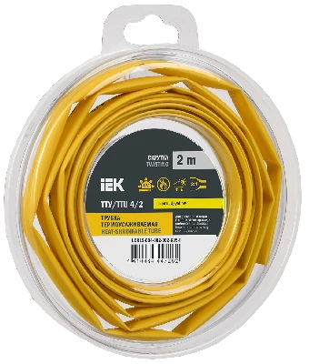 Трубка термоусадочная ТТУ нг-LS 4/2 желтая (2м/упак) IEK UDR12-004-002-002-K05-T