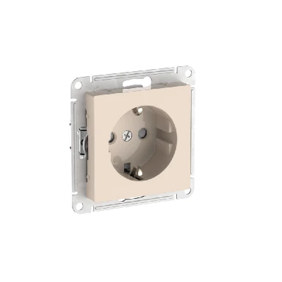 ATLASDESIGN РОЗЕТКА с заземлением со шторками, 16А, быстрозажимные клеммы, БЕЖЕВЫЙ