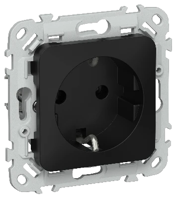FLITE Розетка с заземлением без защитных шторок безвинтовое крепление 16А РС11-1-ФлЧ черный IEK