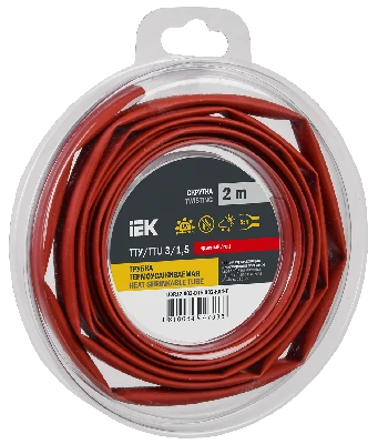 Трубка термоусадочная ТТУ нг-LS 3/1,5 красная (2м/упак) IEK UDR12-003-D15-002-K04-T
