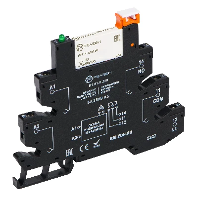 Интерфейсный модуль реле, 1 перекидной контакт 6А 230В AC/DC, винтовые зажимы