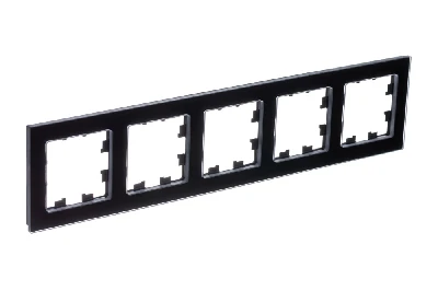 ATLASDESIGN NATURE 5-постовая РАМКА, НАТУРАЛЬНОЕ СТЕКЛО, ЧЕРНЫЙ Systeme Electric ATN361005