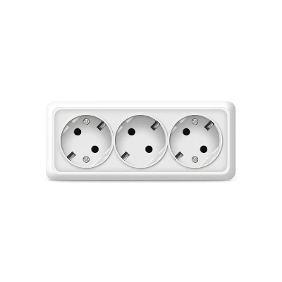 Розетка трехместная   Олимп с/з, наружная, 16А, 220В, белая (еврослот) UNIVersal 1161