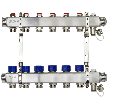 Коллекторная группа SSM-6R set 6 контуров 1' x 3/4' с термостатическими клапанами и кронштейнами Ридан 088U0976R