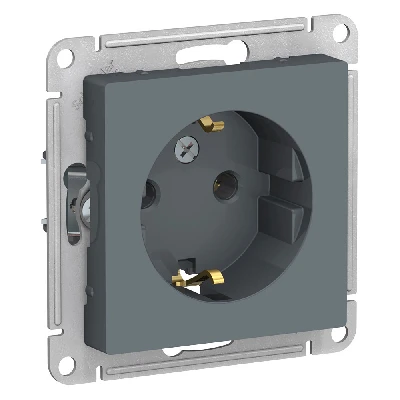 Розетка ATLASDESIGN с заземлением 16А механизм грифель Systeme Electric ATN000743
