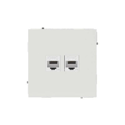 Компьютерная розетка RJ-45 без шторки, кат.5е двойная, KANT, белый песок