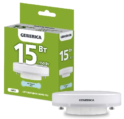Лампа светодиодная T80 таблетка 15Вт 230В 6500К GX53 GENERICA IEK LL-T80-15-230-65-GX53-G