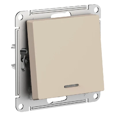 ATLASDESIGN переключатель одноклавишный с подсветкой, сх.6а, 10АХ, механизам, ПЕСОЧНЫЙ Systeme Electric ATN001263