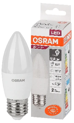 Лампа светодиодная LED 7 Вт E27 4000К 560Лм свеча 220 В (замена 60Вт) OSRAM LEDVANCE 4058075579477