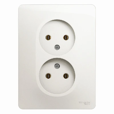 GLOSSA Розетка двойная без заземления перламутр в сборе Systeme Electric GSL000620