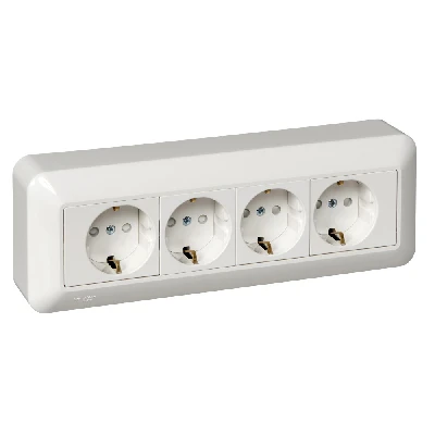 Розетка ОУ С ЗК 4 Я монтажная плата белая Systeme Electric RA16-411M-BI