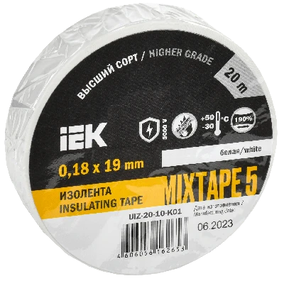 Изолента ПВХ белая 19мм 20м IEK UIZ-20-10-K01