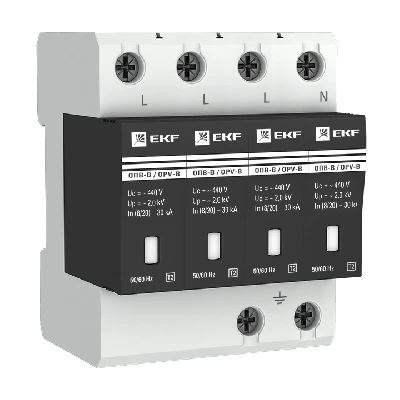 Ограничитель импульсных напряжений серии ОПВ-B/4P In 30кА 400В EKF opv-b4