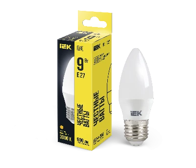 Лампа светодиодная C35 свеча 9Вт 230В 3000К E27 IEK LLE-C35-9-230-30-E27