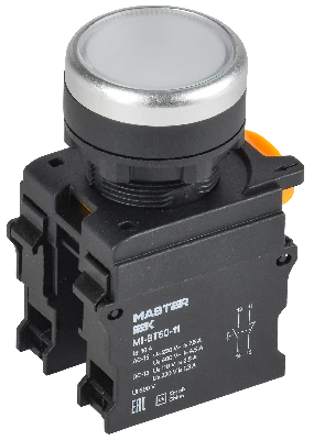 Кнопка d=22мм 1NO+1NC белая MASTER IEK