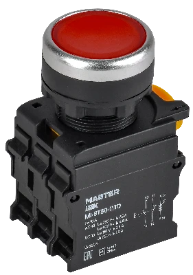 Кнопка с подсвет. и фикс. d=22мм 1NO+1NC красная MASTER IEK