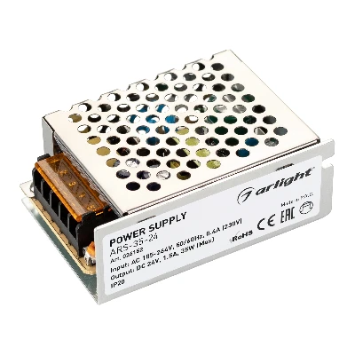Блок питания ARS-35-24 (24V, 1.5A, 35W) (ARL, IP20 Сетка, 2 года) Arlight 026152