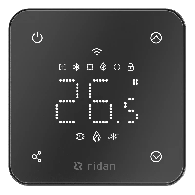 Термостат комнатный сенсорный встраиваемый Rsmart-FB с Wi-Fi подключением черный Ридан 088L1144R