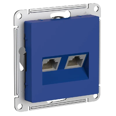 ATLASDESIGN РОЗЕТКА двойная компьютерная RJ45+RJ45, кат.5E, механизм, АКВАМАРИН Systeme Electric ATN001185