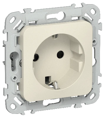 FLITE Розетка с заземлением с защитными шторками безвинтовое крепление 16А РСш11-1-ФлСл сливочный IEK