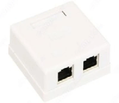 Розетка компьютерная накладная RJ-45 (8Р8С) кат.5e двойная (WS-RJ45-8P8C-5e-2P) (состав ОКЛ)