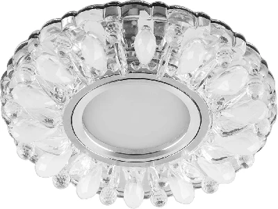 Светильник ИВО-50w G5.3 со светодиодной подсветкой 4000К хром с прозрачным-матовым стеклом FERON CD914 29535